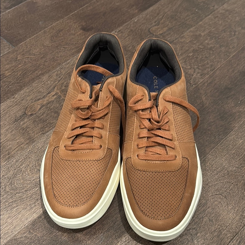 Cole Haan Brown and White Sneakers with Textured Leather